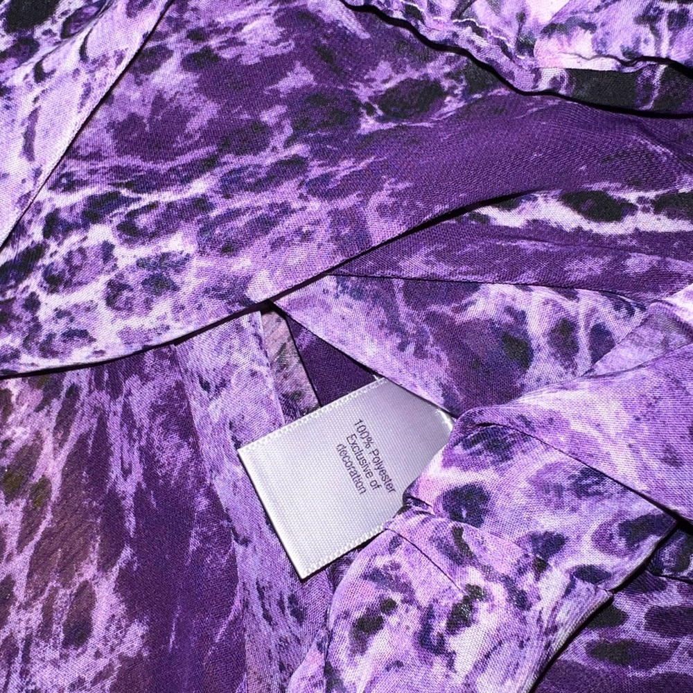 Jennifer Lopez Purple Snakeskin Print Cut Out Long Sleeve Y2K Blouse Size L - Picture 10 of 10